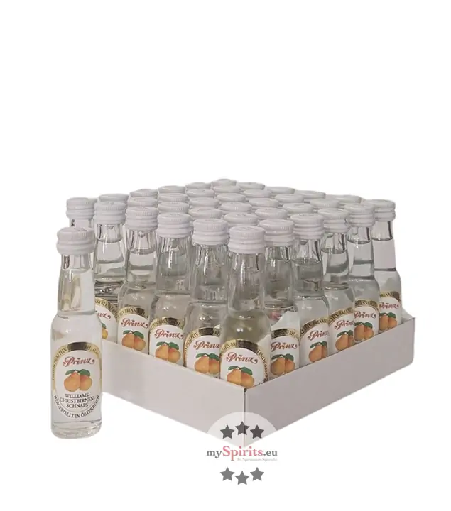 36 x Prinz Williams-Birnen-Schnaps Mini / 40 % vol / 36 x 0,02 Liter-Flasche