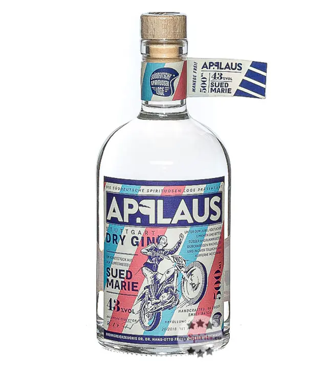 Applaus Stuttgart Dry Gin Suedmarie / 43 % Vol. / 0,5 Liter-Flasche