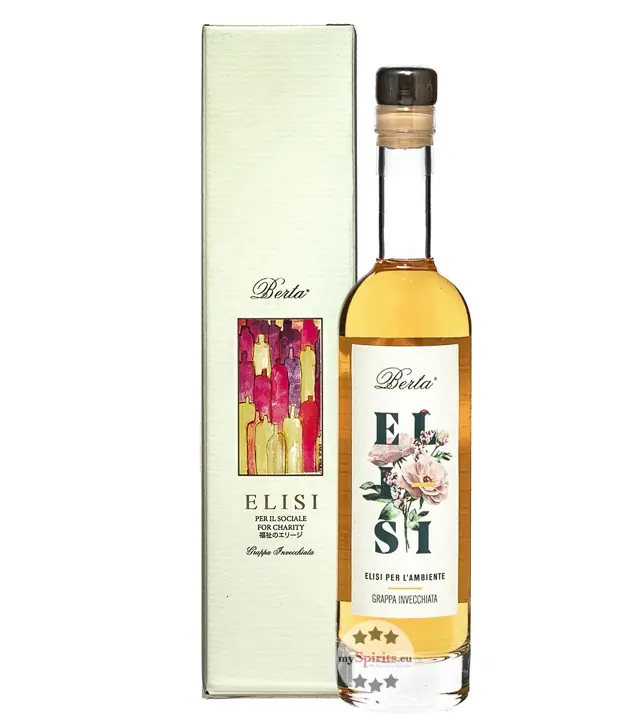 Distillerie Berta Elisi – Grappa Invecchiata in Legno / 43 % vol. / 0,2 Liter-Flasche im Geschenk-Karton