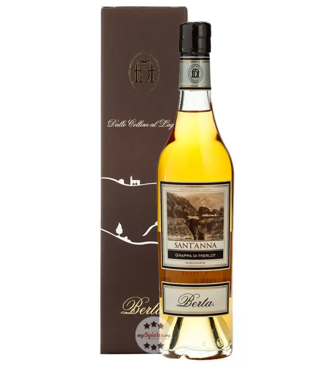 Distillerie Berta Sant‘Anna - Grappa di Merlot Invecchiata / 40 % vol. / 0,5 Liter-Flasche im Karton