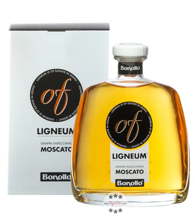Bonollo: Grappa of Ligneum Invecchiata Moscato / 42% Vol. / 0,7 Liter-Flasche in Geschenkkarton