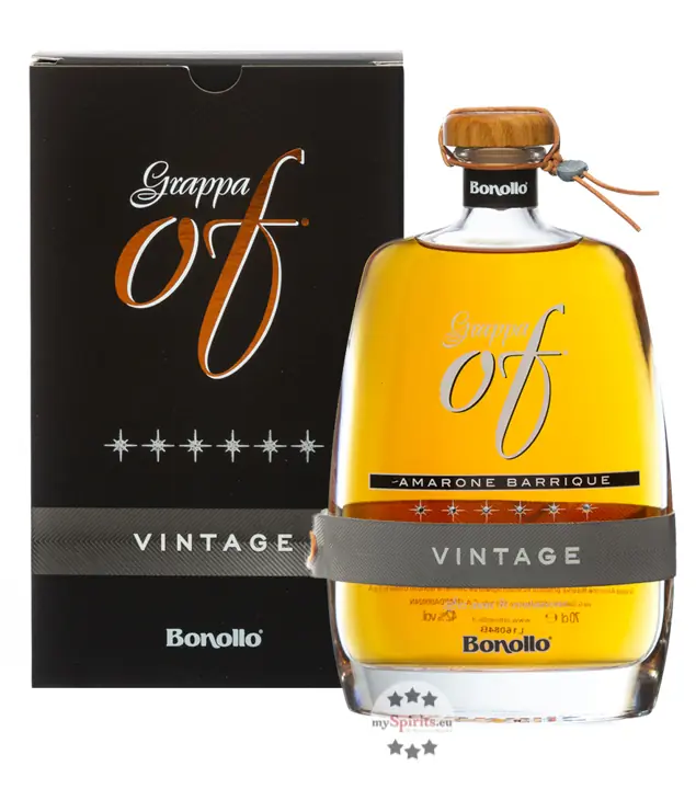 Bonollo: Grappa of Vintage Sei Stelle Amarone Barrique / 42 % Vol. / 0,7 Liter-Flasche in Geschenkkarton