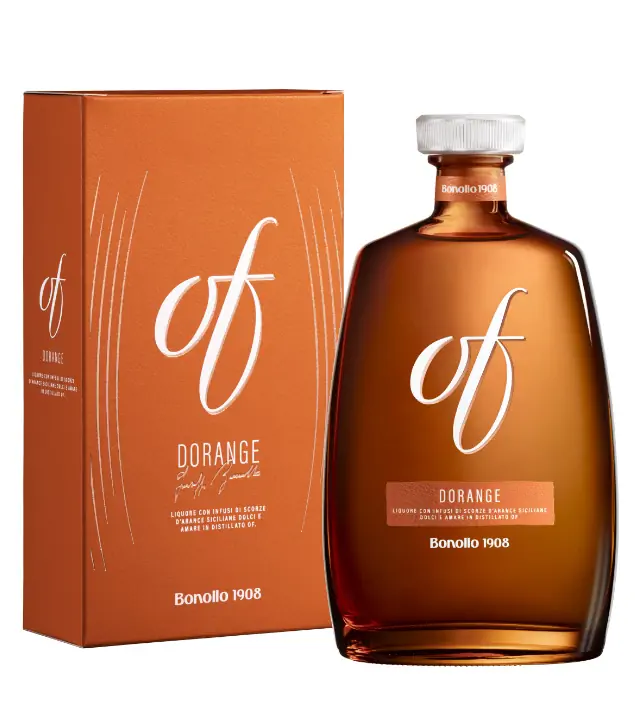 Bonollo: Dorange of Liquore Likör mit Grappa und Orange / 40 % Vol. / 0,7 Liter-Flasche in Metallbox