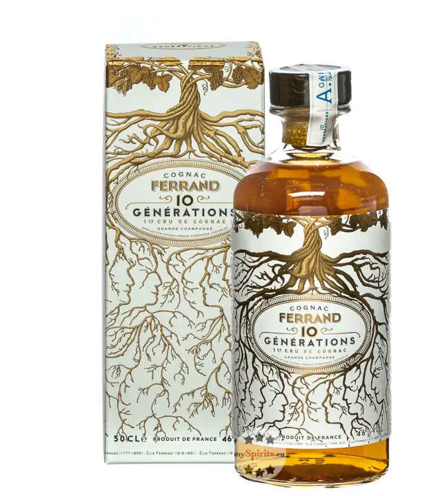 Cognac Pierre Ferrand: 10 Générations 1er Cru de Cognac / 46 % Vol. / 0,5 Liter-Flasche in Geschenkkarton