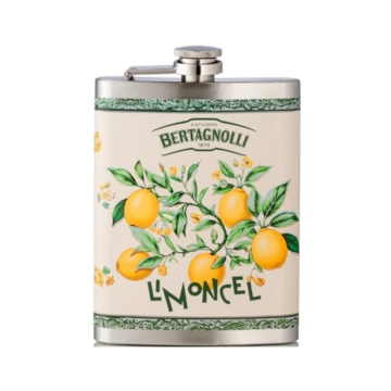 Bertagnolli Flachmann Limoncel / 28 % vol / 0,2 Liter-Flasche aus Edelstahl
