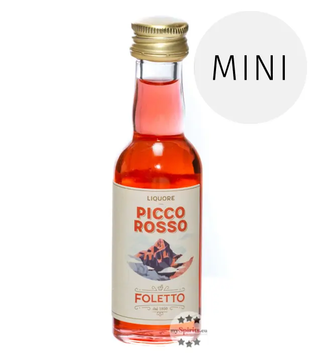 Foletto Picco Rosso - Himbeer Erdbeer Likör Mini / 61 % Vol. / 0,03 Liter-Flasche