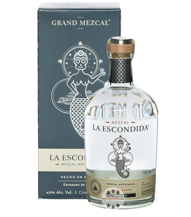 Grand Mezcal: La Escondida Mezcal Artesanal Blanco / 40 % Vol. / 0,7 Liter-Flasche in Geschenkkarton