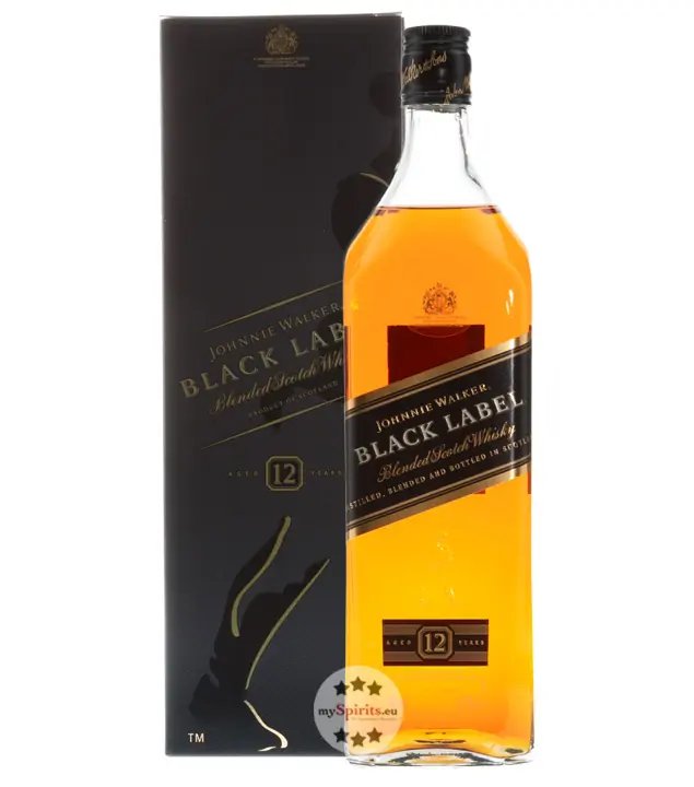 Johnnie Walker Black Label Blended Scotch Whisky – Aged 12 Years / 40 % vol. / 1,0 Liter-Flasche im Geschenk-Karton