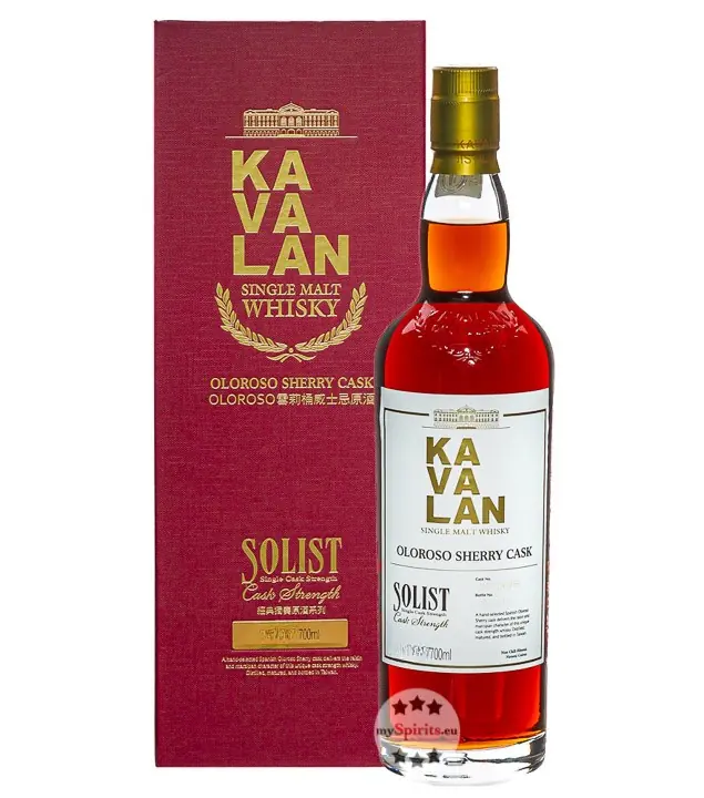 Kavalan Solist Oloroso Sherry Cask Single Malt Whisky Cask Strength / 53,2 % vol / 0,7 Liter in Geschenkbox