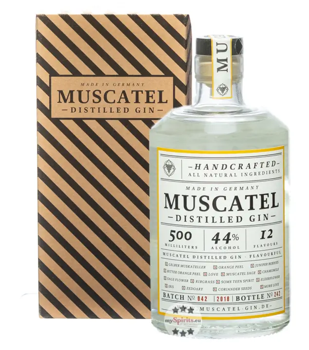 Muscatel Distilled Gin / 44 % Vol. / 0,5 Liter-Flasche