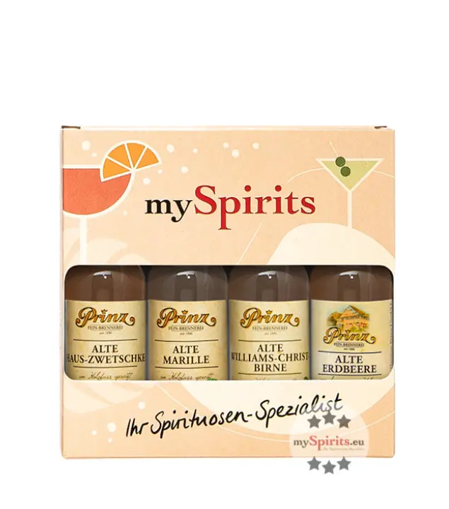 mySpirits: 4er Miniaturen-Set Alte Sorten / 41 % vol / 4 x 0,02 Liter-Flasche in Deko-Box