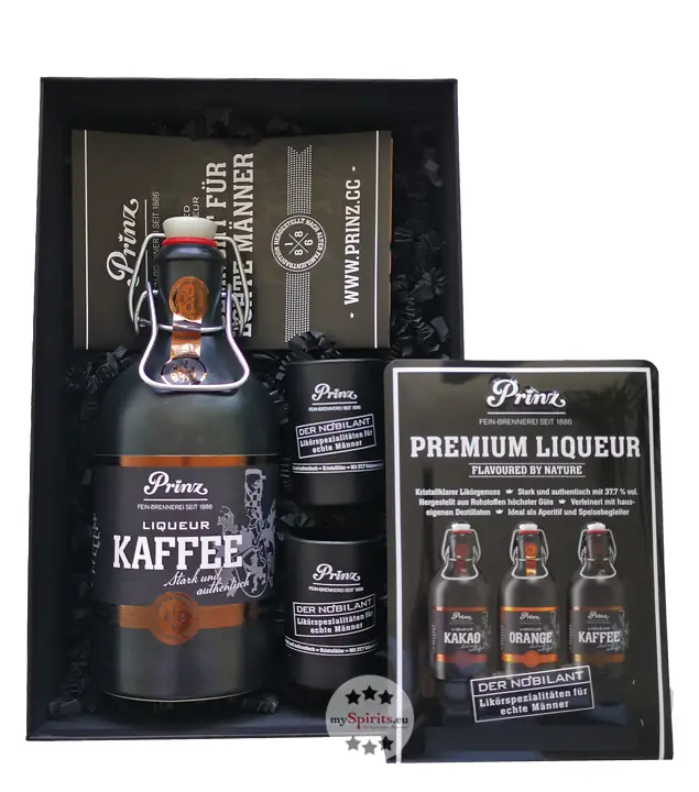 Prinz: Geschenk-Set "Nobilant Männerbox" Kaffee / 37,7 % Vol. / 0,5 Liter-Flasche