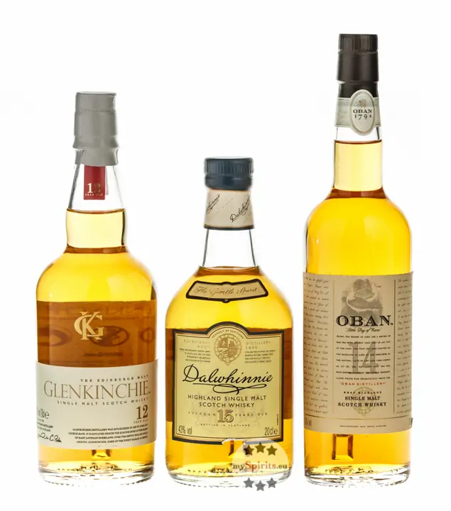 Classic Malts: Whisky Collection Gentle (Glenkinchie, Dalwhinnie, Oban) / 43 % Vol. / 3 x 0,2 L in roter Geschenkbox