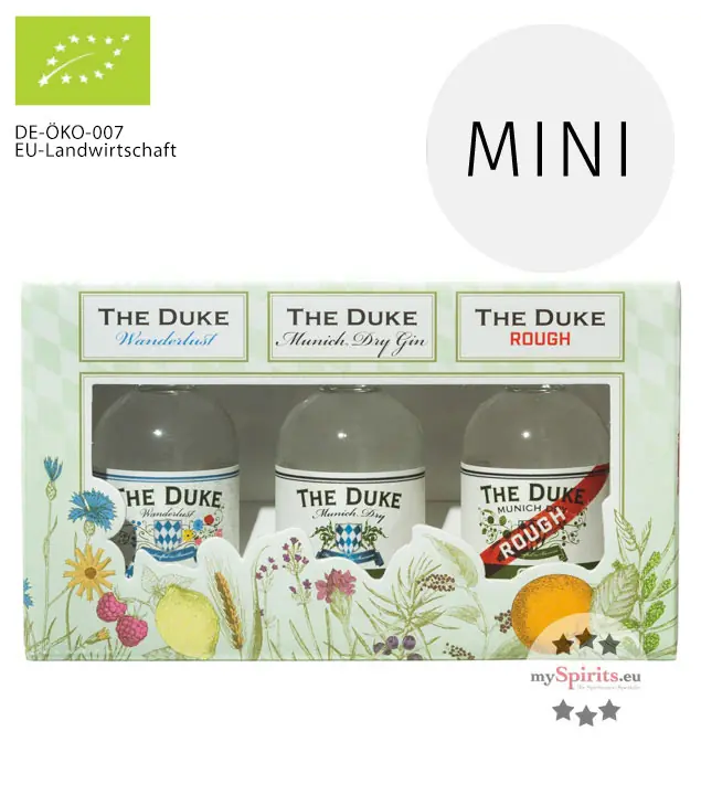 The Duke Gin Probierset Miniaturen-Set Bio / 42-47 % Vol. / 3 x 0,05 Liter-Flaschen in Geschenkbox