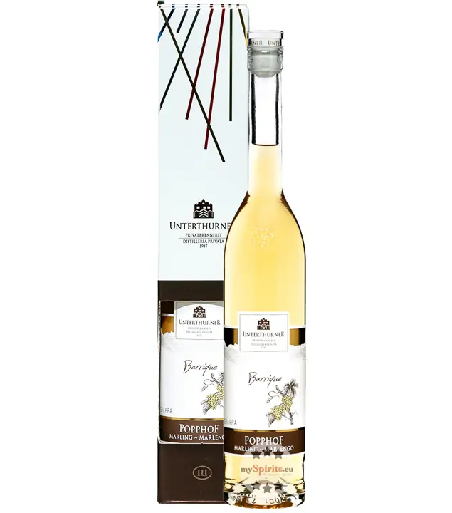 Unterthurner Grappa PoppHof Barrique / 39 % vol. / 0,5 Liter-Flasche 
